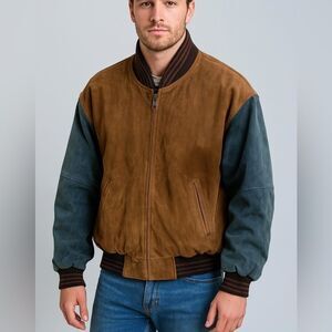 Vintage Varsity Princeton NJ Leather Suede Bomber Jacket Size M